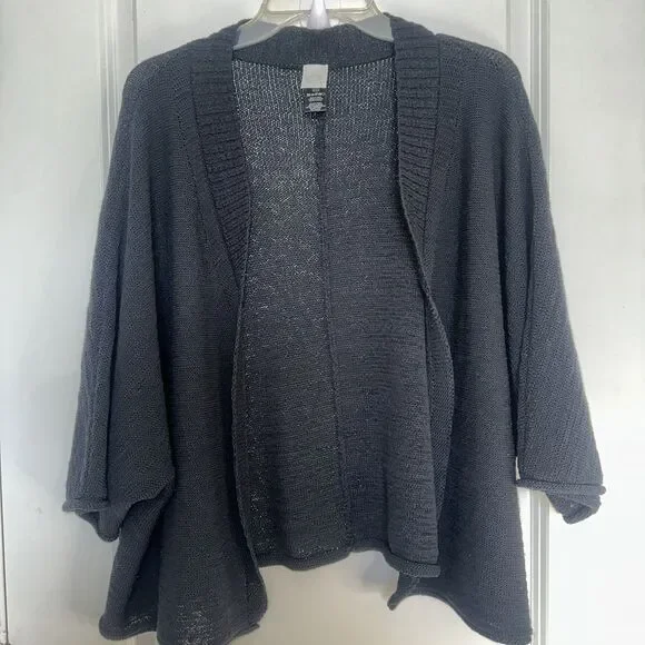 ANTHROPOLOGIE Cardigan Size OS Black Dolman Sleeve Open Knit AKEMI KIN Capsule - Picture 1 of 9